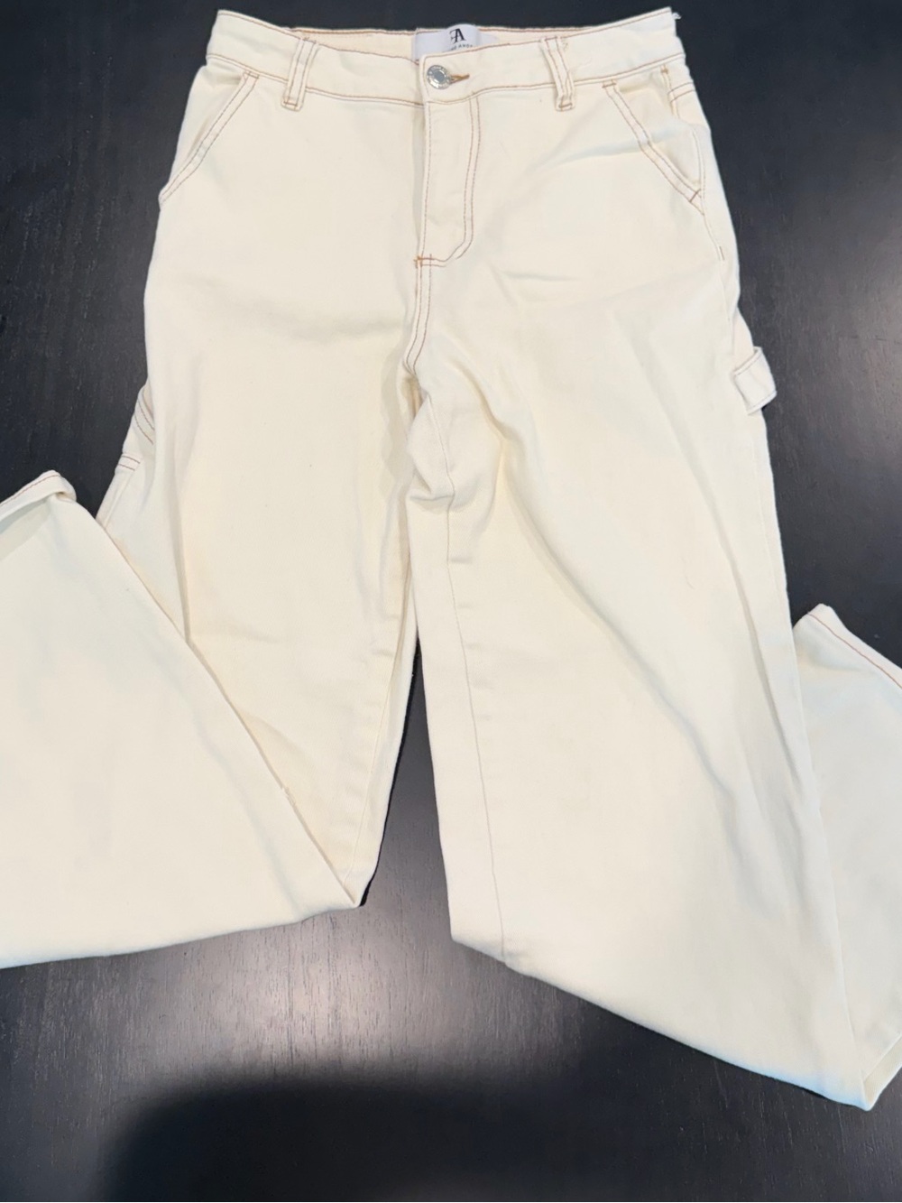 Women's Straight Leg Cream Carpenter Jeans
